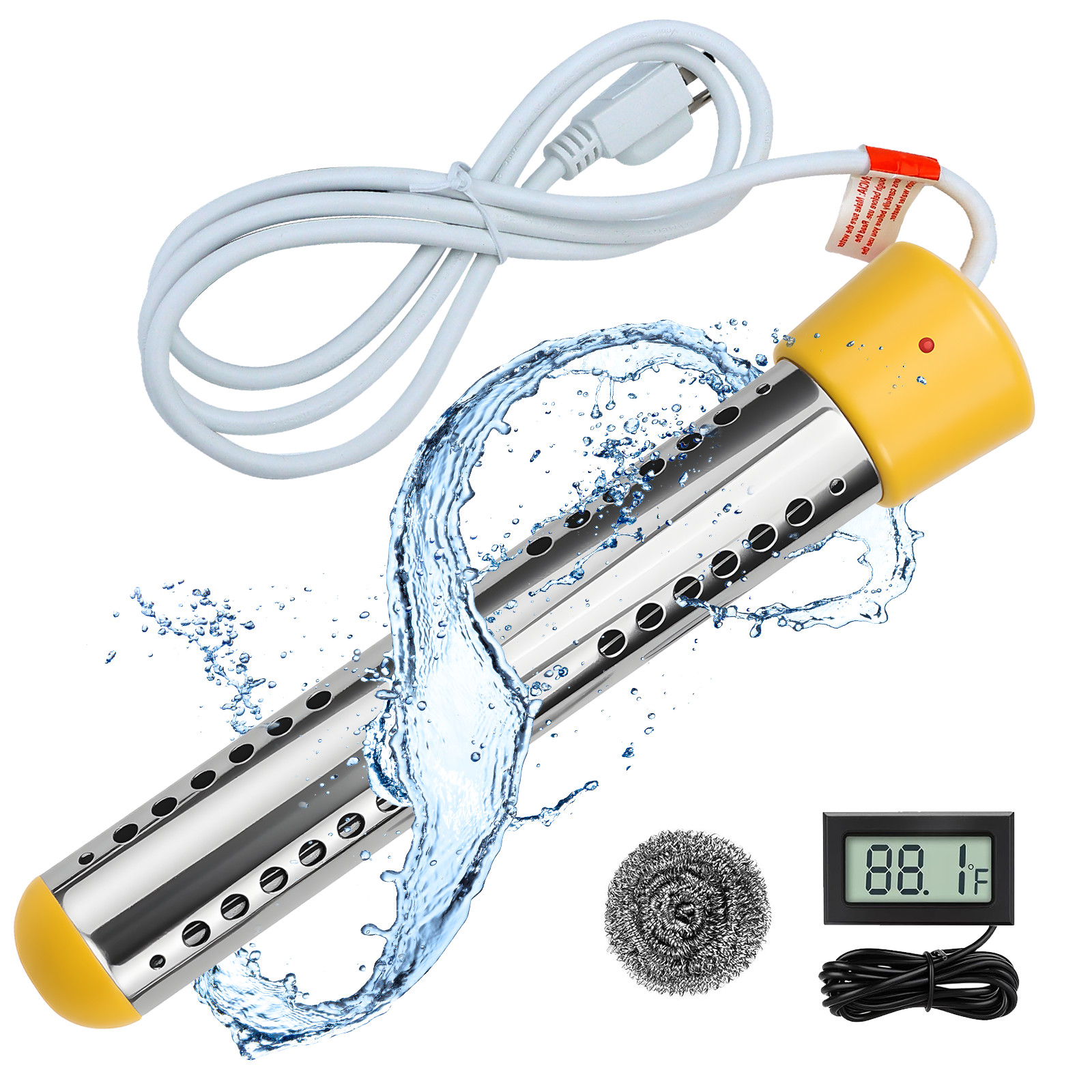 1500W 110V Water Heater Portable Electric Immersion Element Bucket Boiler Travel
