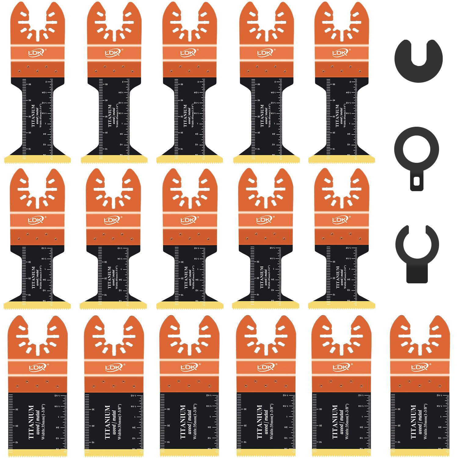 16Pc Titanium Oscillating Tool Blades, Universal Multitool Blades | Professional