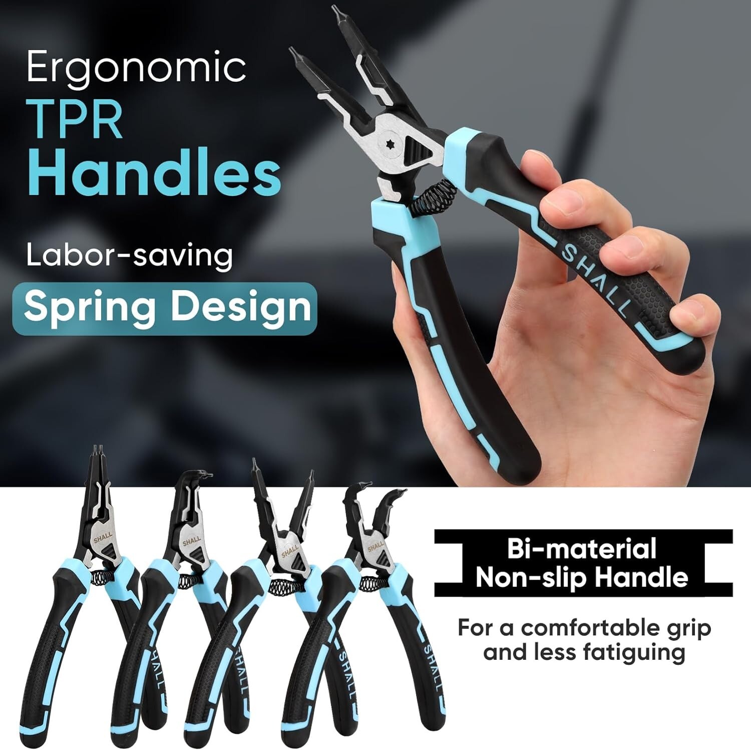 SHALL Snap Ring Pliers Set, 4PCS Heavy Duty 7 ” Internal External Circlip Pliers