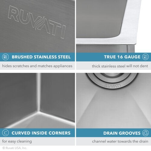 Ruvati 30″ Undermount 16 Gauge Kitchen Sink Single Bowl – RVH7300