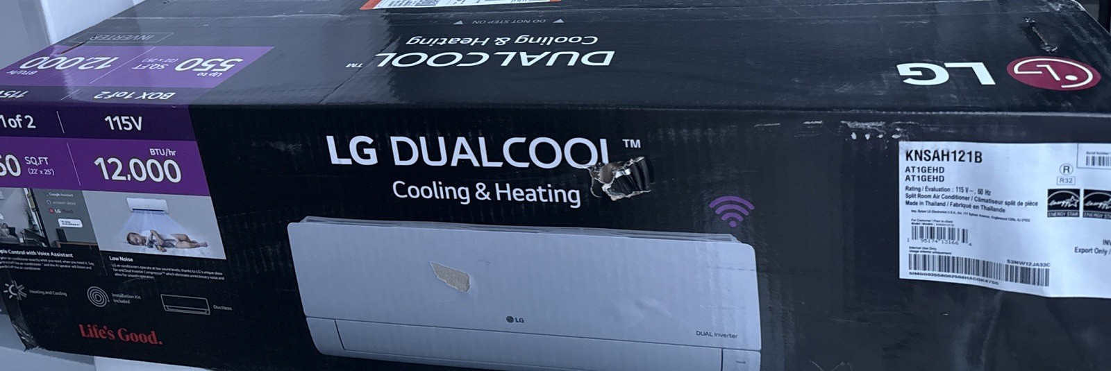 LG DUALCOOL 12,000 BTU Cooling & Heating Unit KNSAH121B
