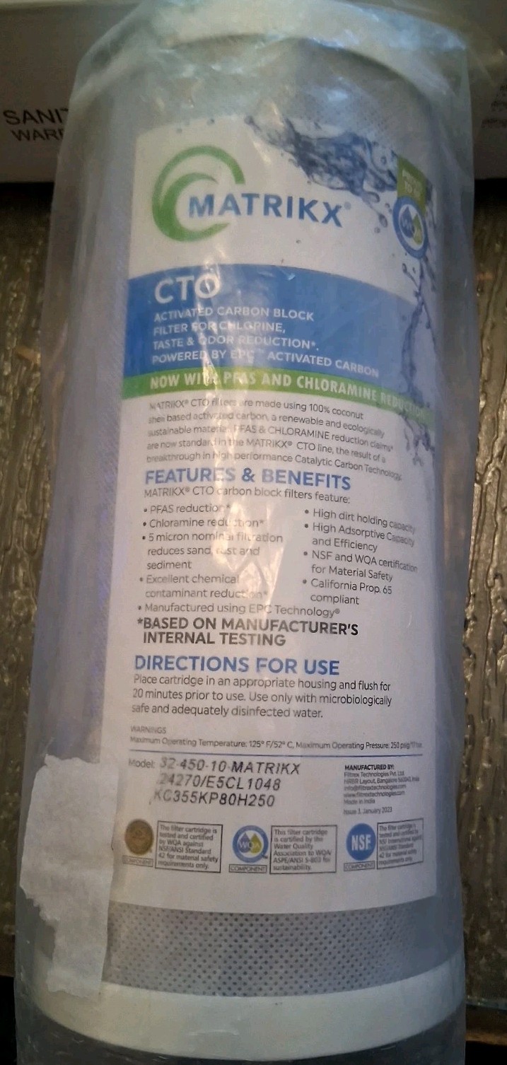 Matrikx 32-450-10-MATRIKX CTO 5-Micron 4.5″x10″ Chlorine/Taste/Odor, Damaged