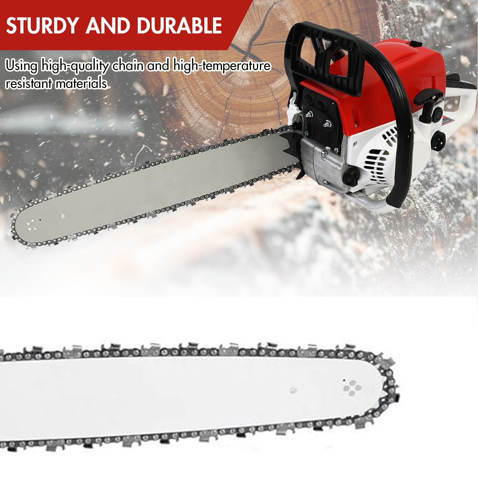 2-Stroke Gasoline Chainsaw 52 CC 20″ Bar Power Engine Wood Cutting Gas Chain Saw