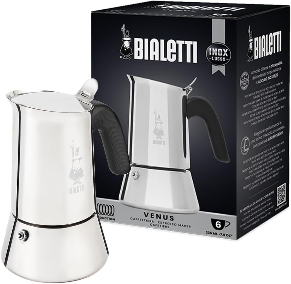 Bialetti Venus 6 Cup Stainless Steel Moka Pot Espresso Coffee Maker Induction