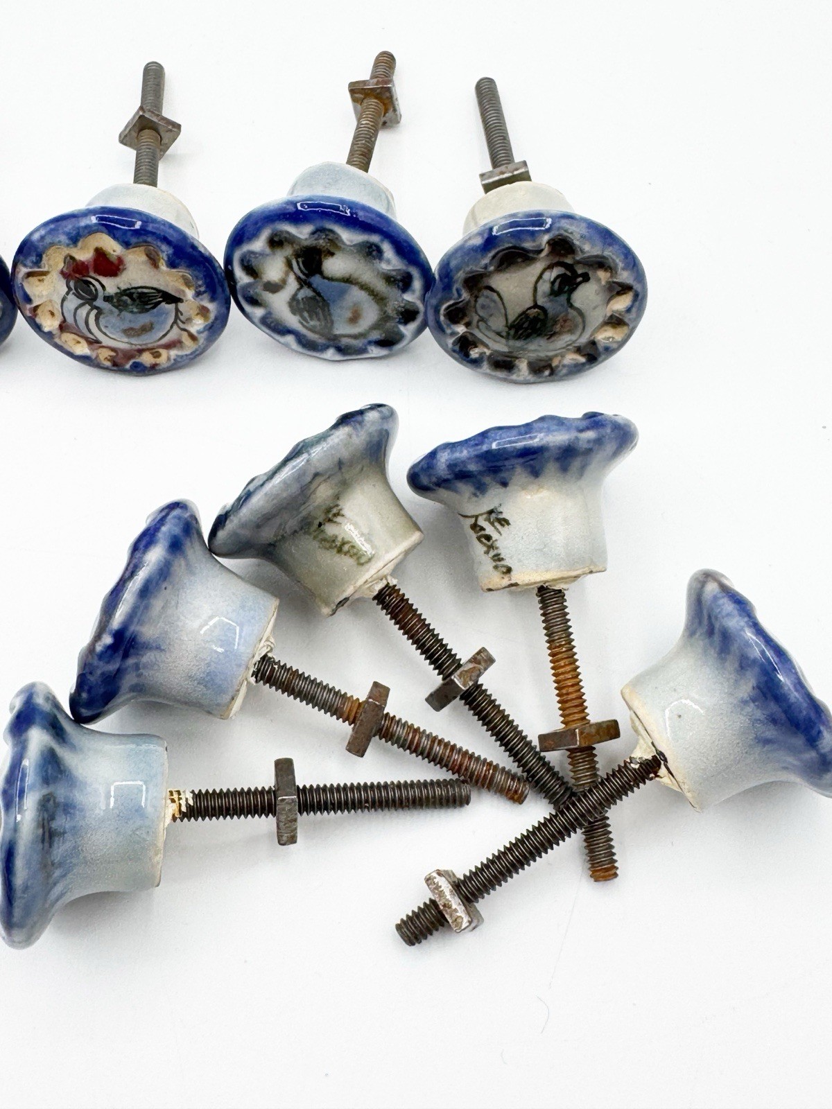 Ken Edwards Tonala Pottery Drawer Pulls Set 10 Knobs Birds & Butterfly Mexico