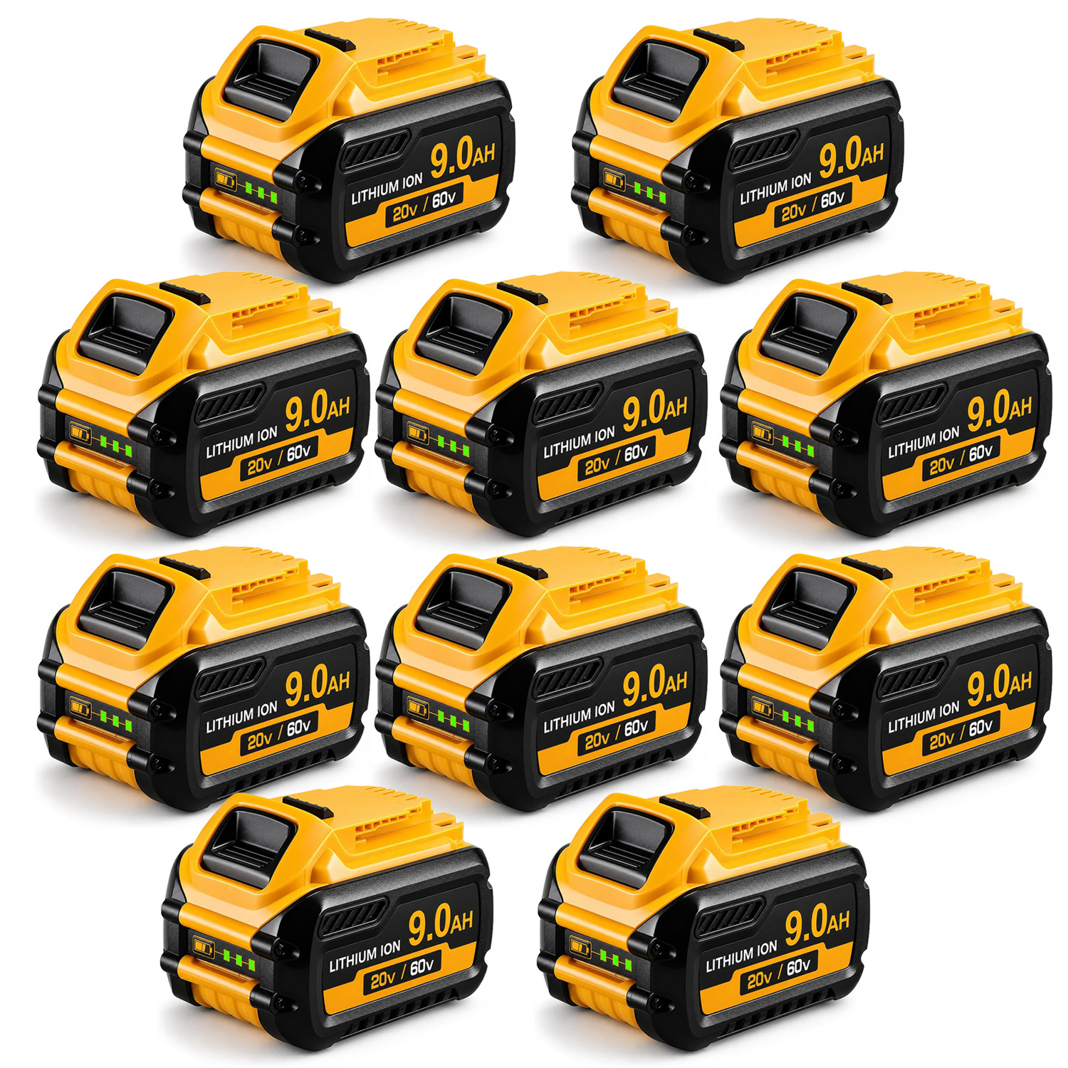 9Ah 10 Pack for DeWalt 20V MAX Tools Battery DCB612 606 609 High Capacity Li-Ion