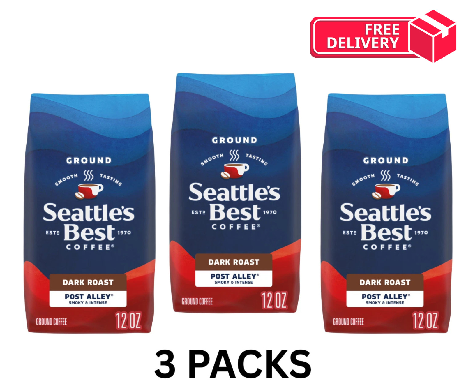 Seattle’s Best Coffee, Post Alley, Dark Roast, Ground Coffee, 100% Arabica 12 oz