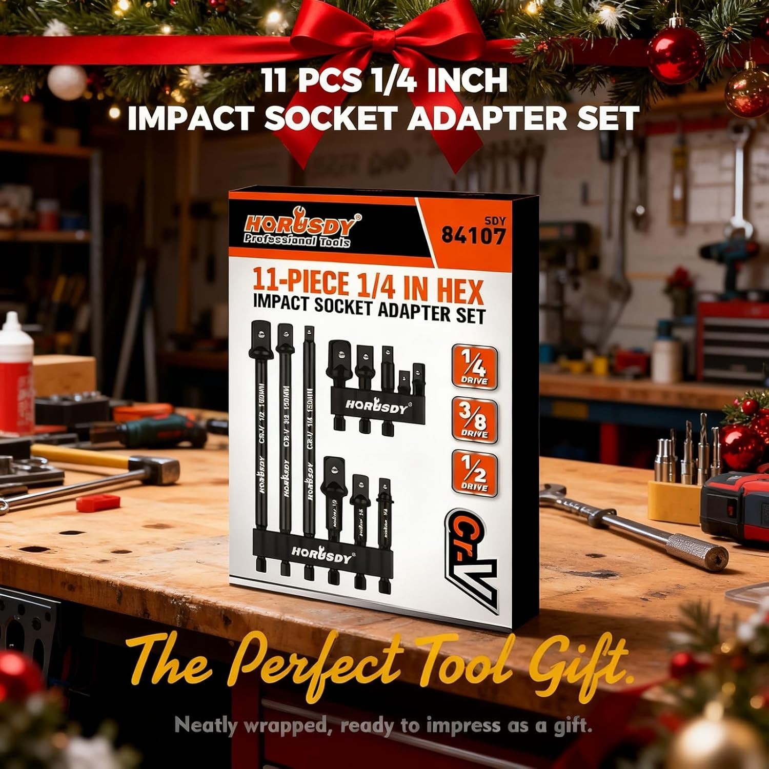 8PCS Impact Socket Adapter Set, Hex Shank Adapters for Drill and Wrench Use