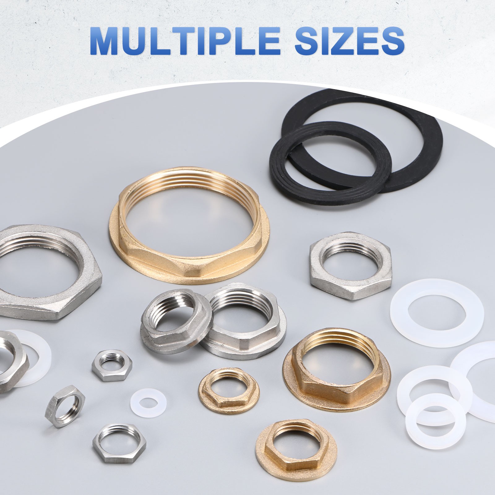 4 Pcs 304 Stainless Steel G 1/8″ Thin Pipe Fitting Hex Locknuts with Washer