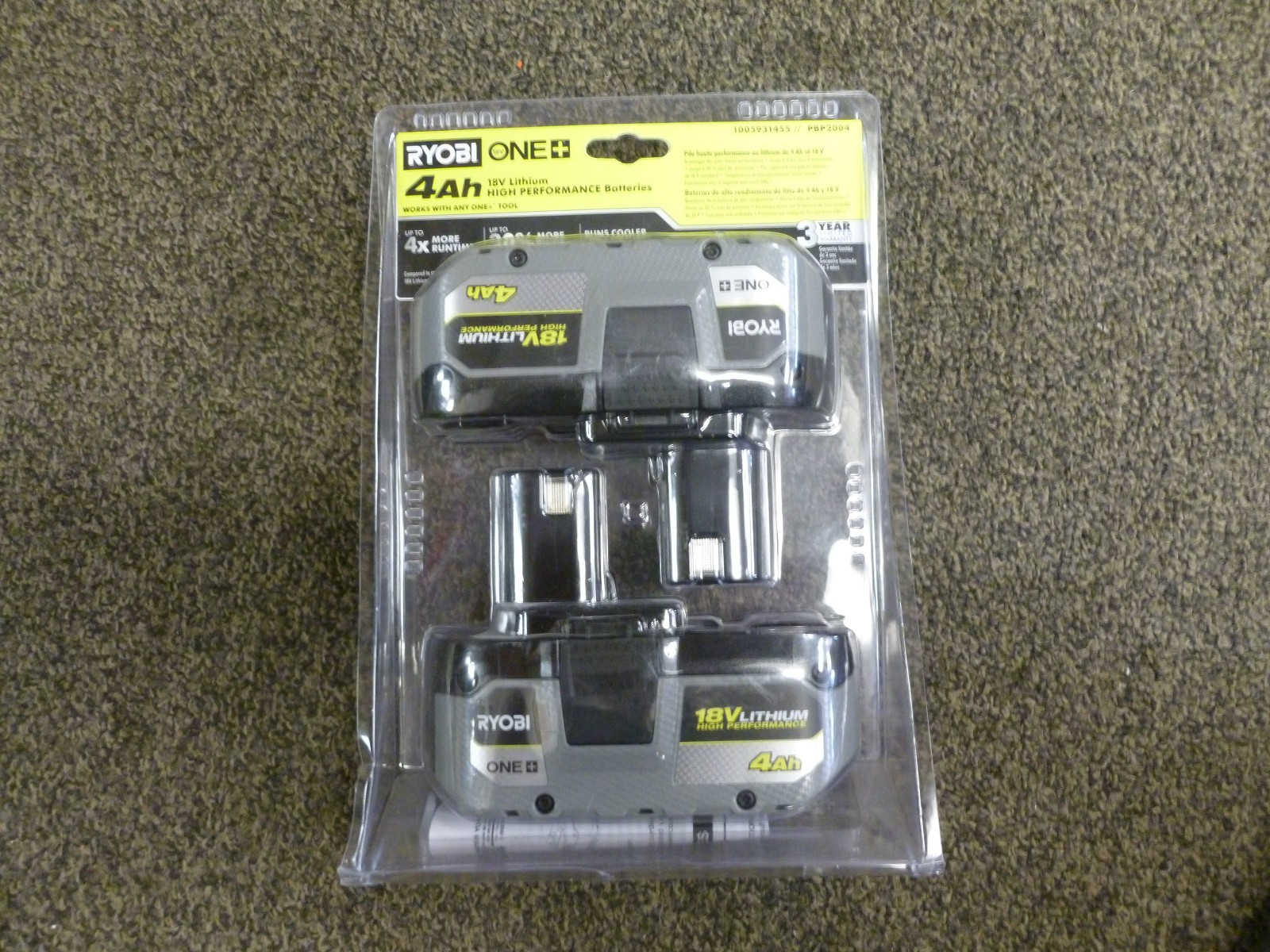 Ryobi One+ PBP2004 18V 4.0 Ah Lithium-Ion Battery 2 Pack