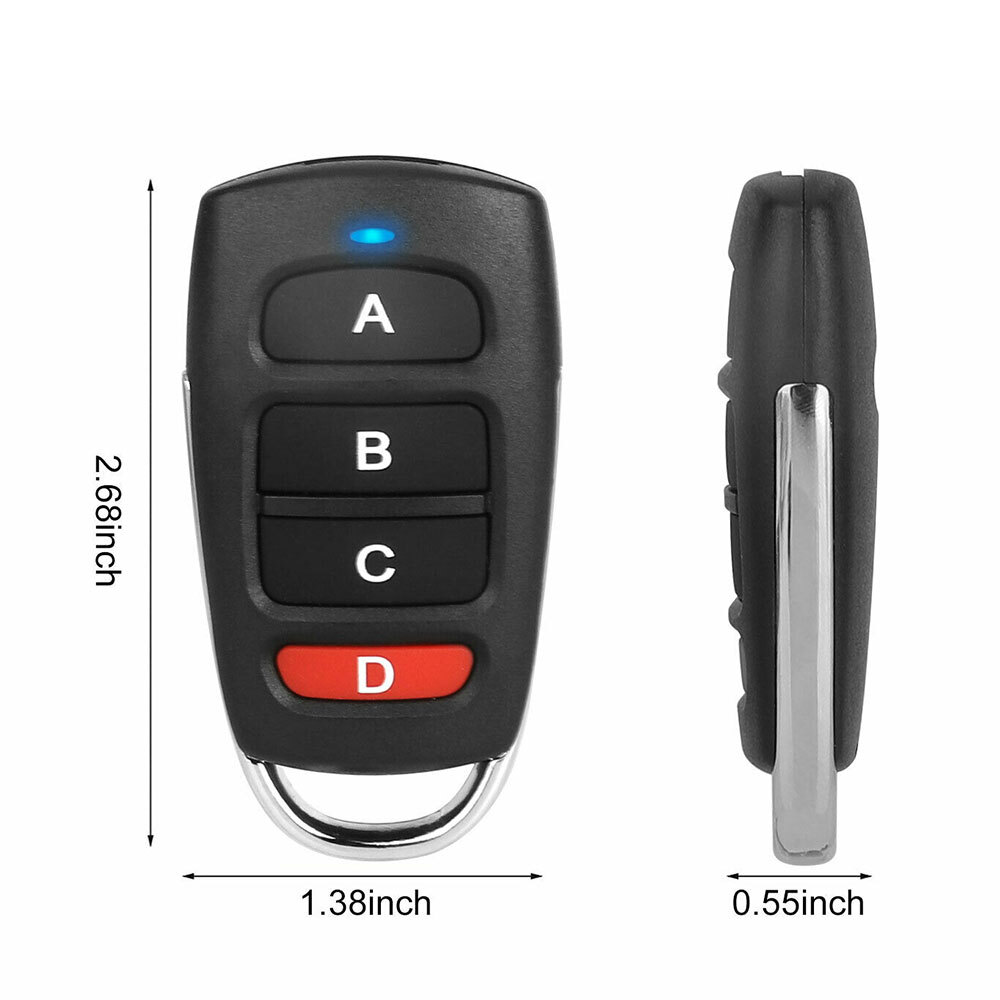 4PC Universal 433mhz Electric Garage Door Cloning Remote Control Key Fob Opener-