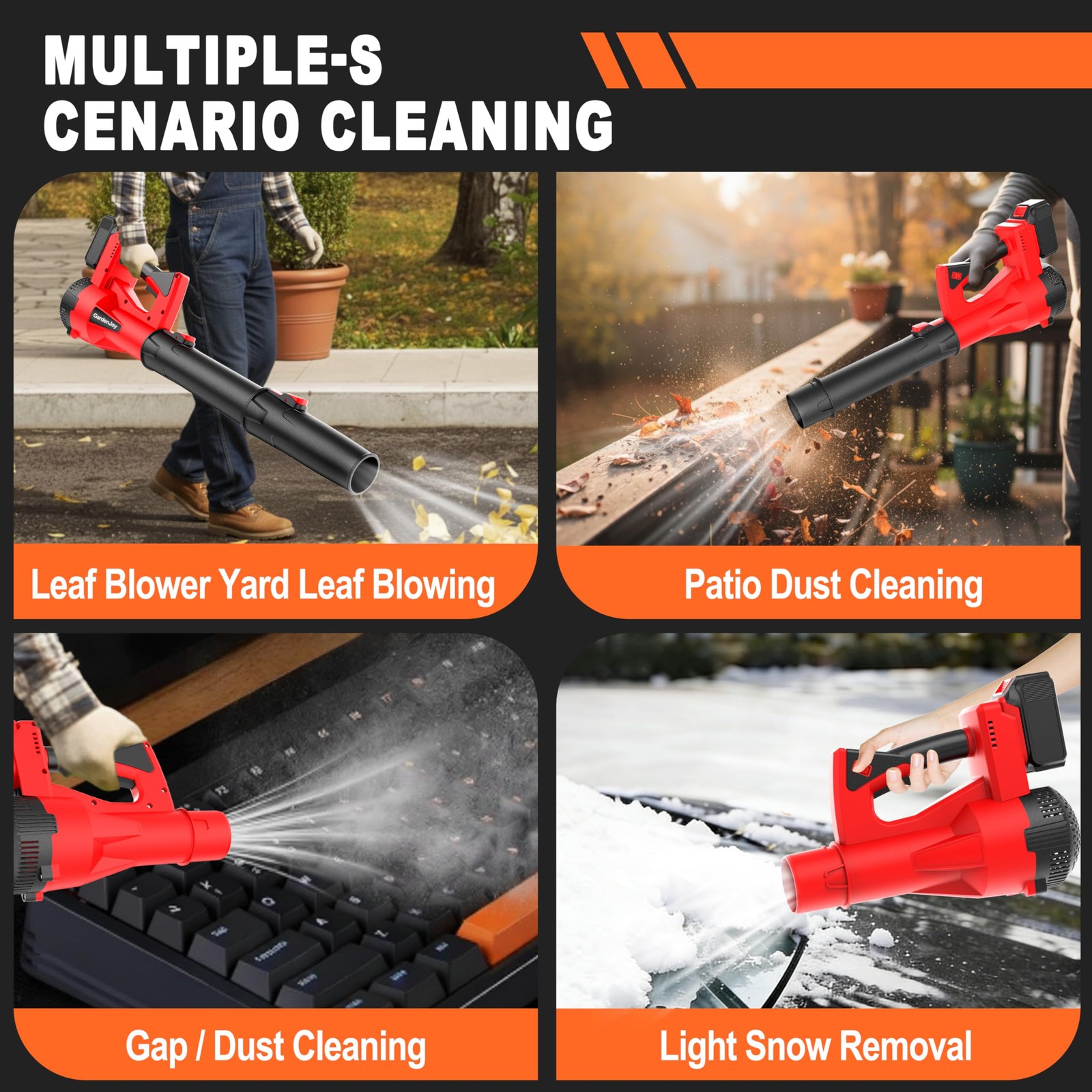 Cordless Leaf Blower 21V 500CFM 150MPH Lightweight with 2 Batteries & Charger