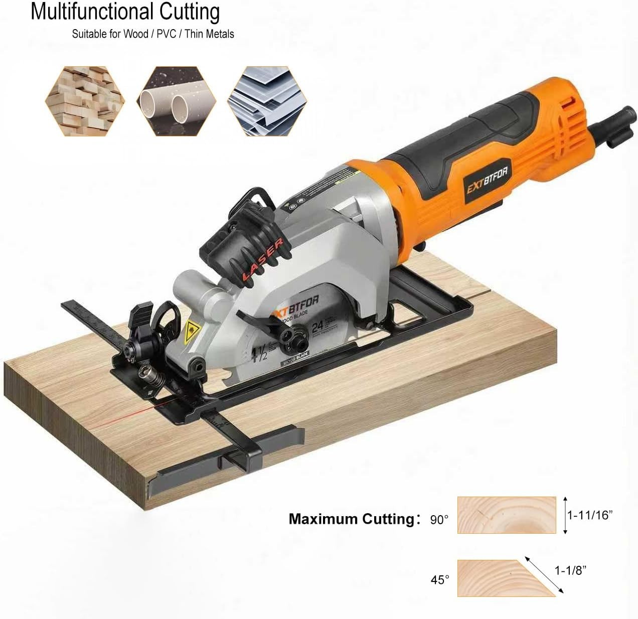 Power Circular Saw,4.8A Mini Circular Saw with Laser Guide,4000RPM Corded Saw Eq