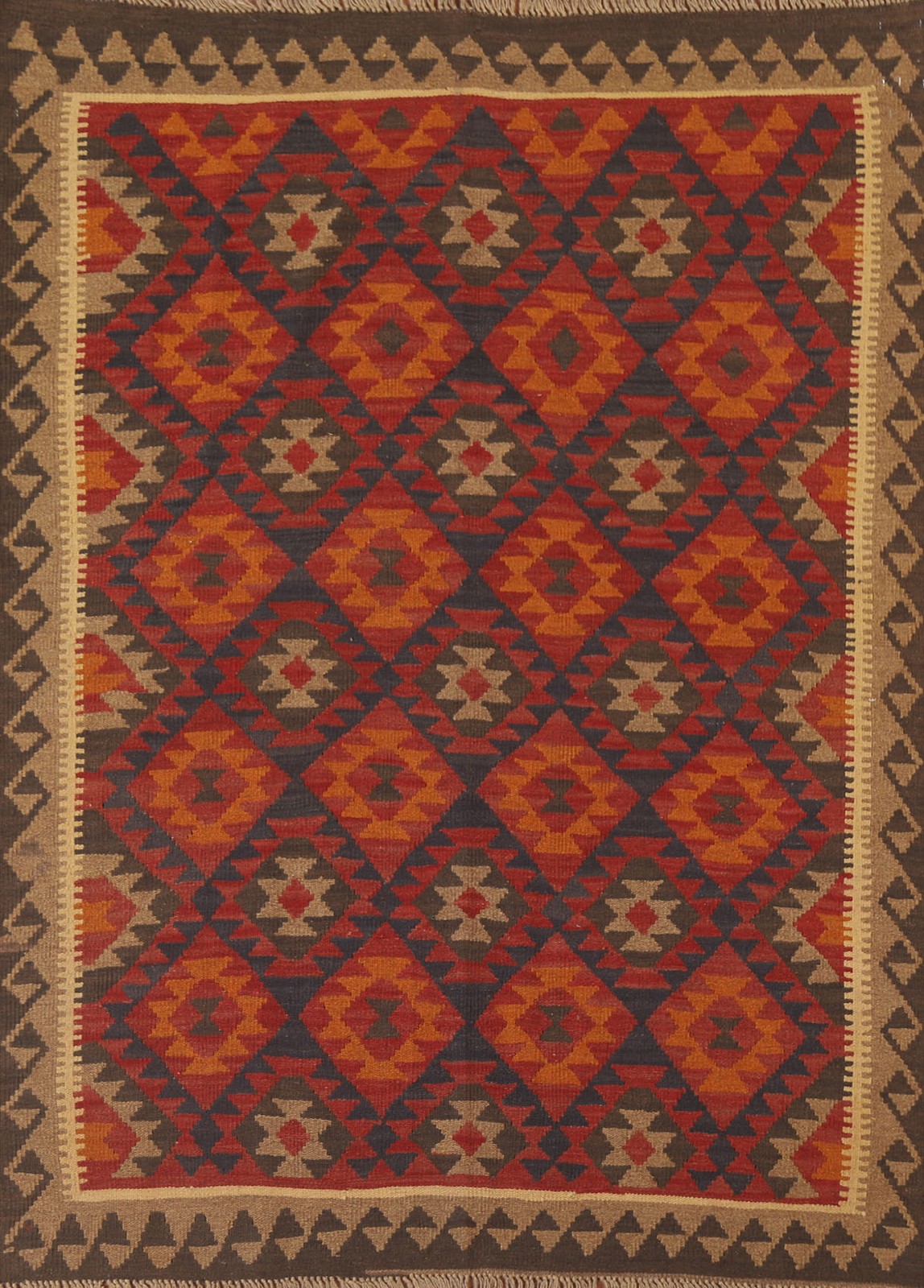 Reversible Kilim Oriental Area Rug 5×6 Hand-woven Geometric Carpet for Any Room