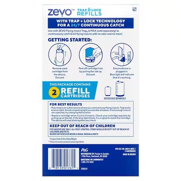Flying Insect Trap Full Size Refill-2 Refill Cartridges