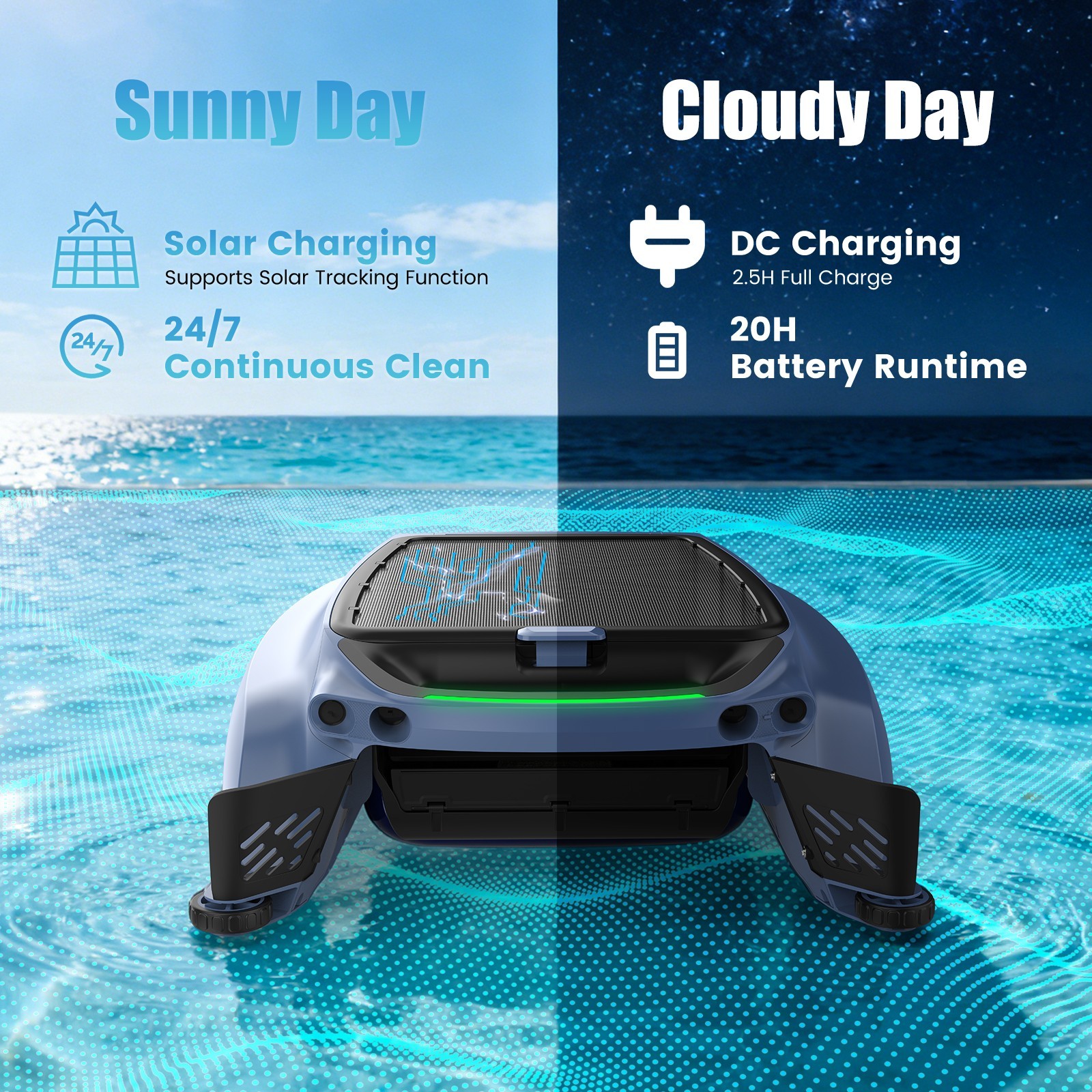 AIRROBO SP200 Solar Power Robotic Pool Skimmer Automatic Pool Surface Cleaner