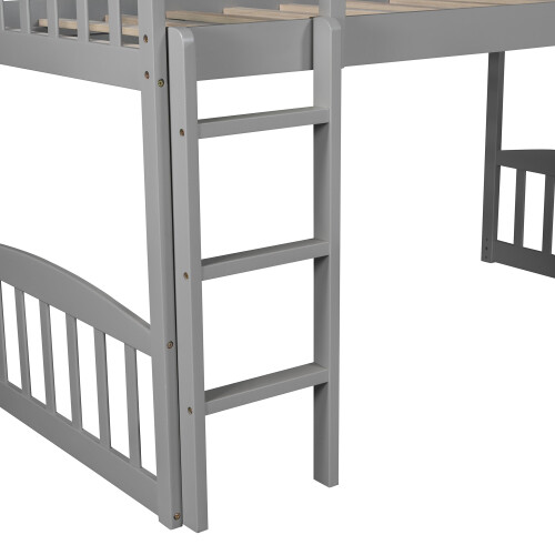 Wood Loft Bed with Slide Loft Bunk Bed Platform Bed Frames For Kids Teens Adults