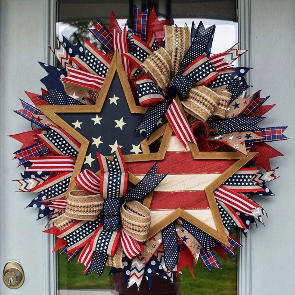 1 PC Patriotic Wreaths Independence Day and Memorial Day Decorations 45CM