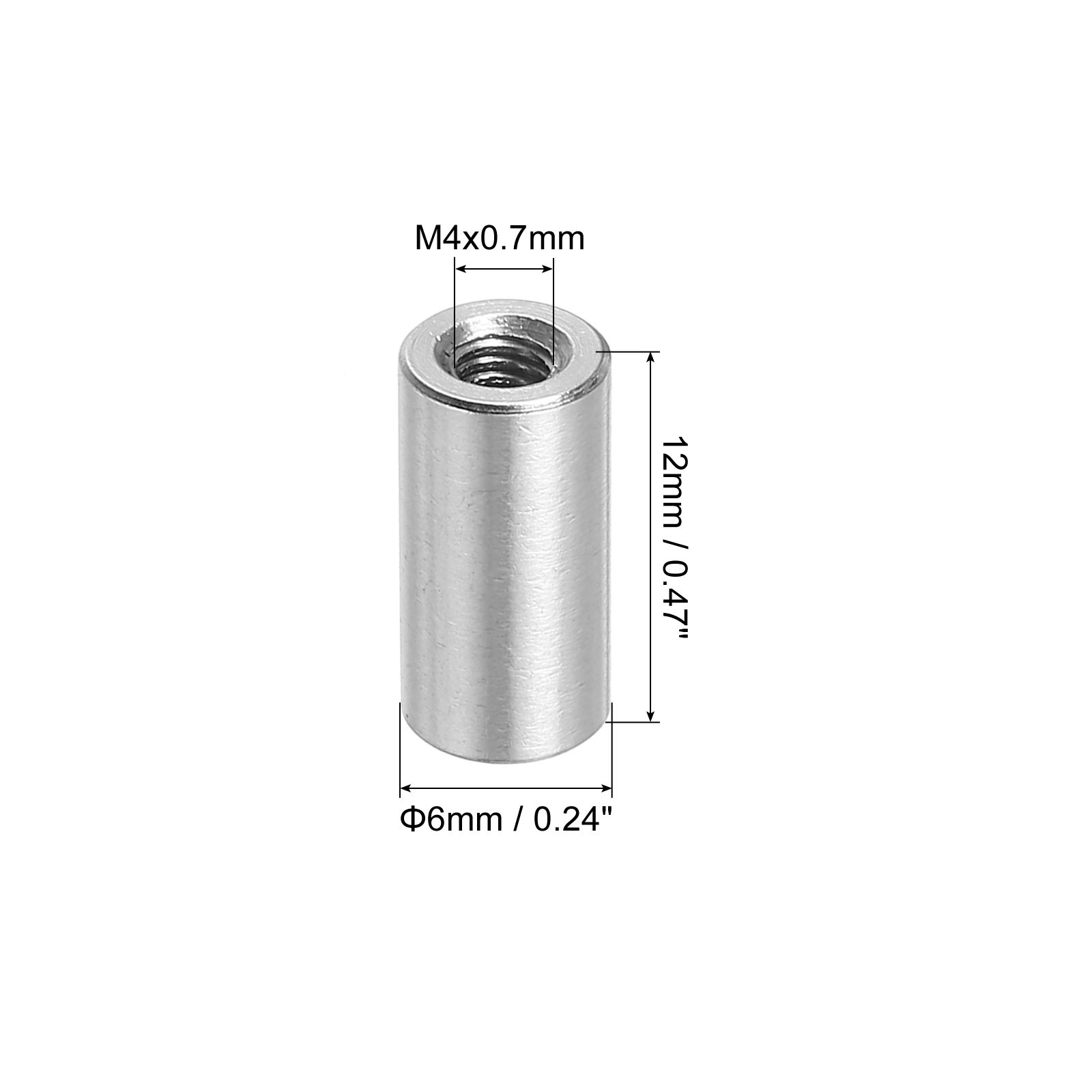 10Pcs Round Connector Nuts M4x12x6mm Coupling Nut Sleeve Rod Bar Stud Nut