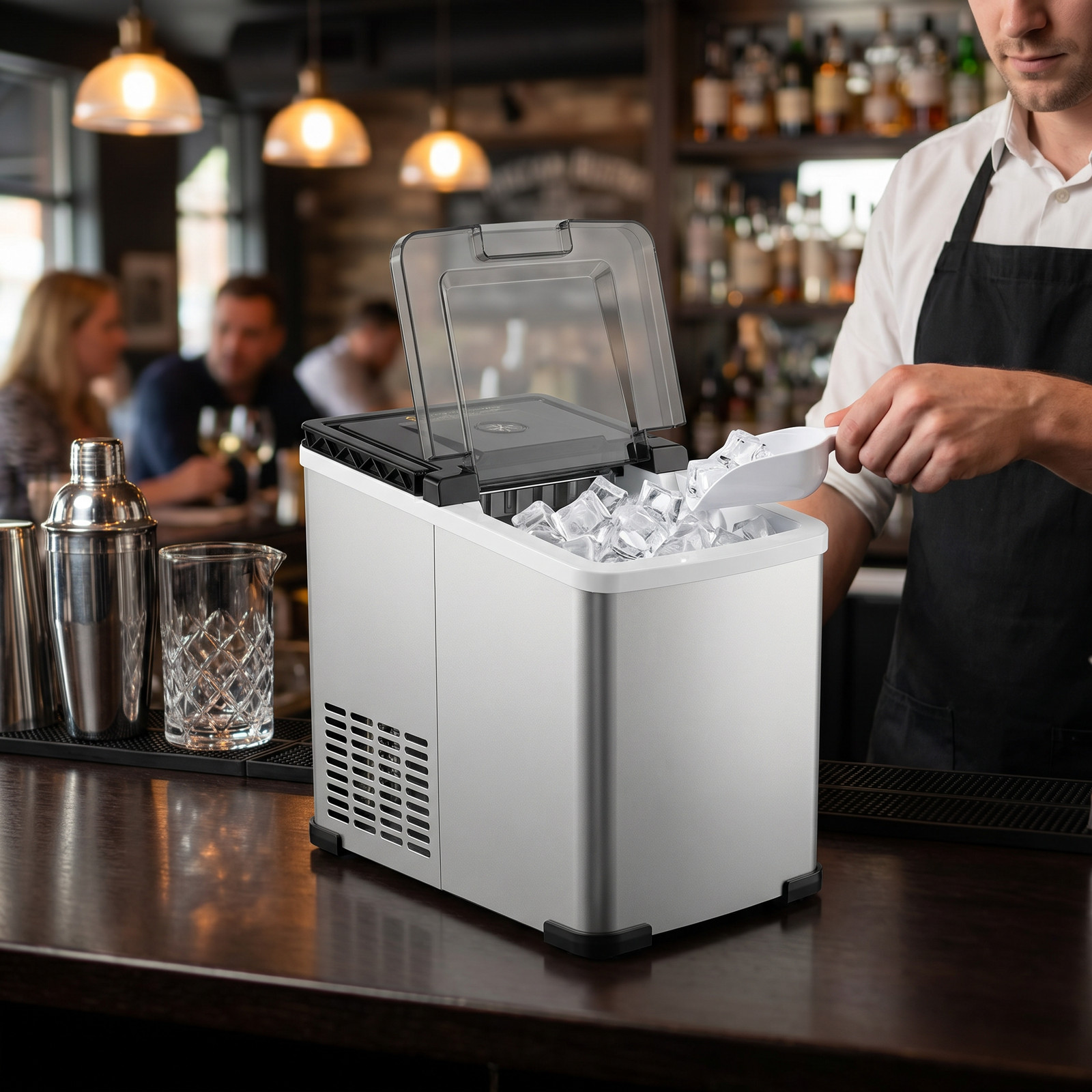Ice Maker Countertop with Auto-Cleaning, 44Lbs/24Hrs, Portable Ice Machine