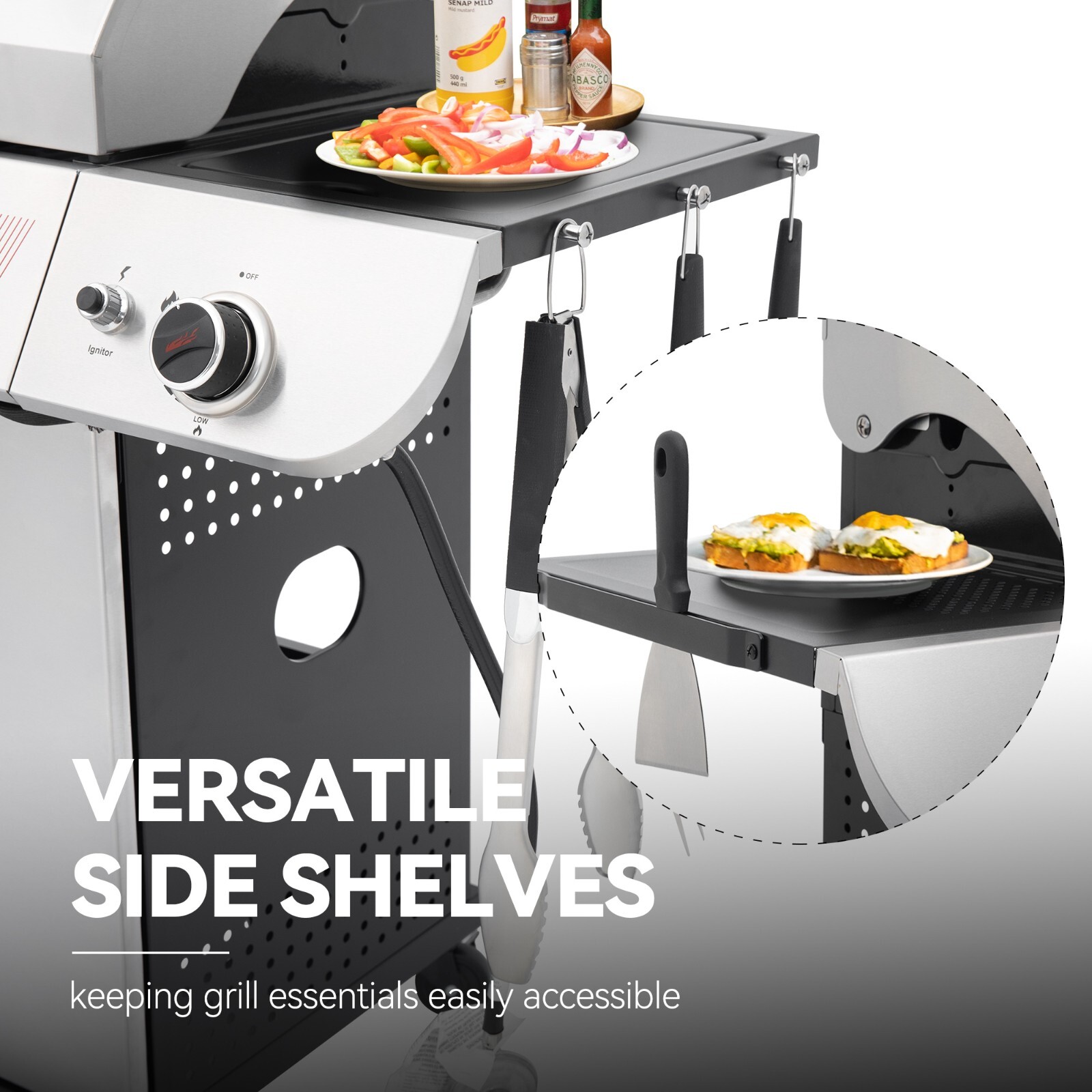 Royal Gourmet 5-Burner Gas Grill with Sear Burner and Side Burner,Silver
