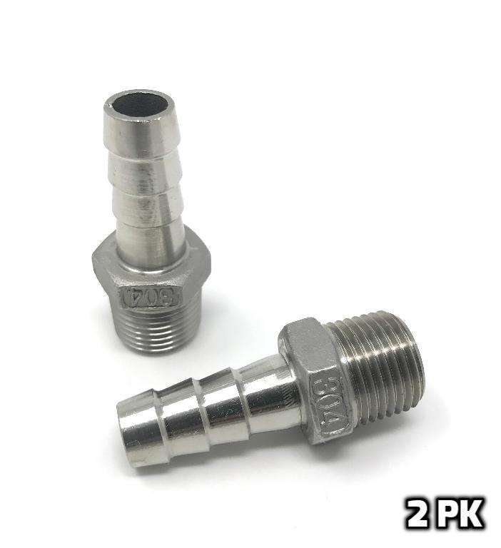 CONCORD 304 Stainless Steel 1/2″ Barb Hose to 1/2″ NPT Fitting Home Brew. 2 Pack