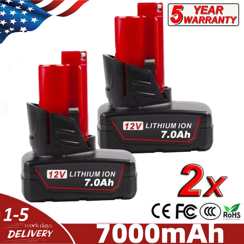 2Pack For Milwaukee 48-11-2460 for M12 LITHIUM 7.0Ah Extended Capacity Battery