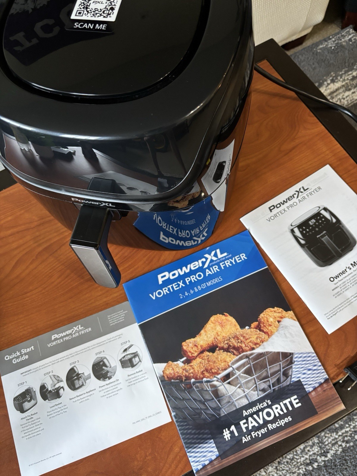 PowerXL Vortex Pro Air Fryer Black Digital Display Basket Dishwasher-Safe Parts