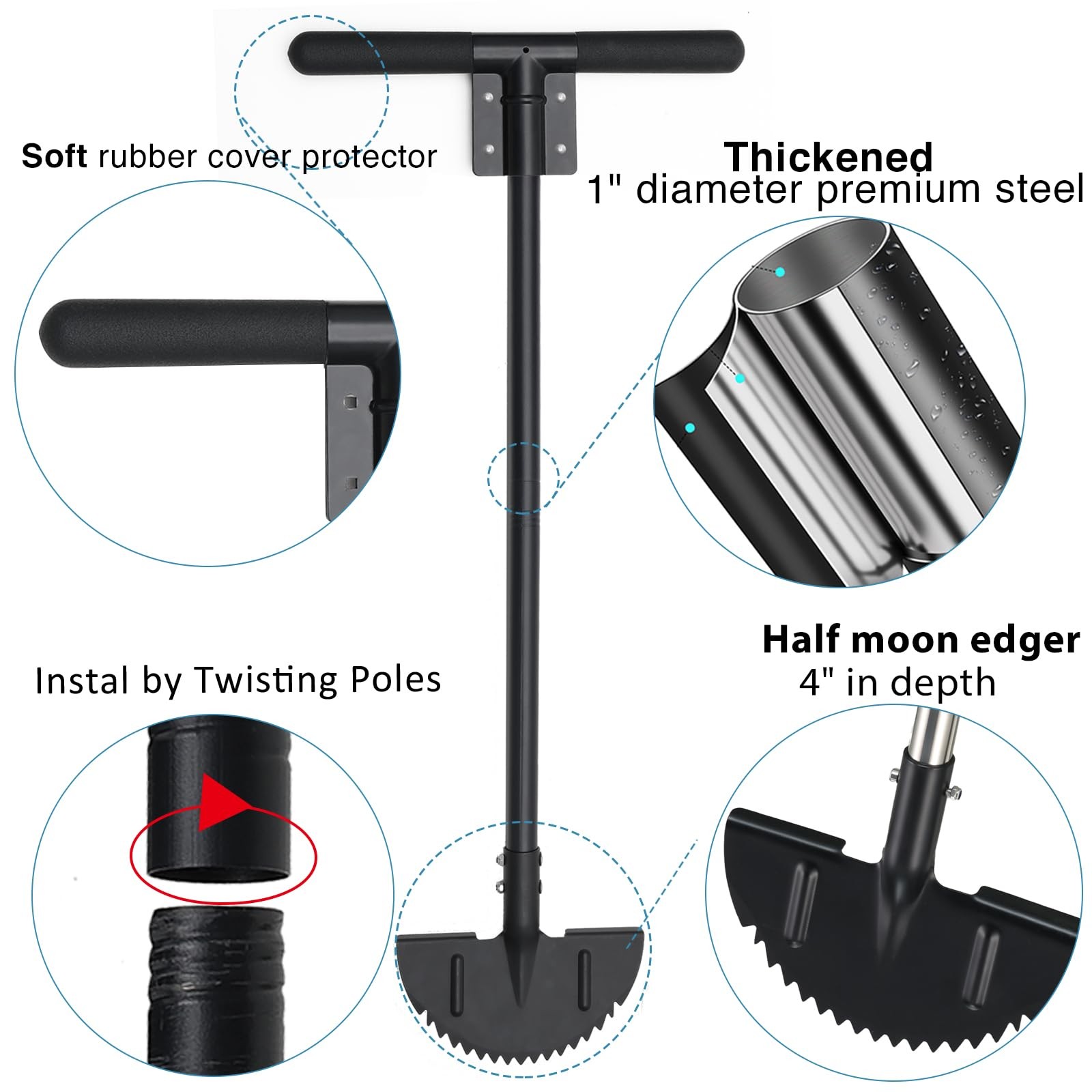 Lawn Edger Tool Manual Grass Edger Long Handle 36 Inch Steel Hand Sawtooth Borde