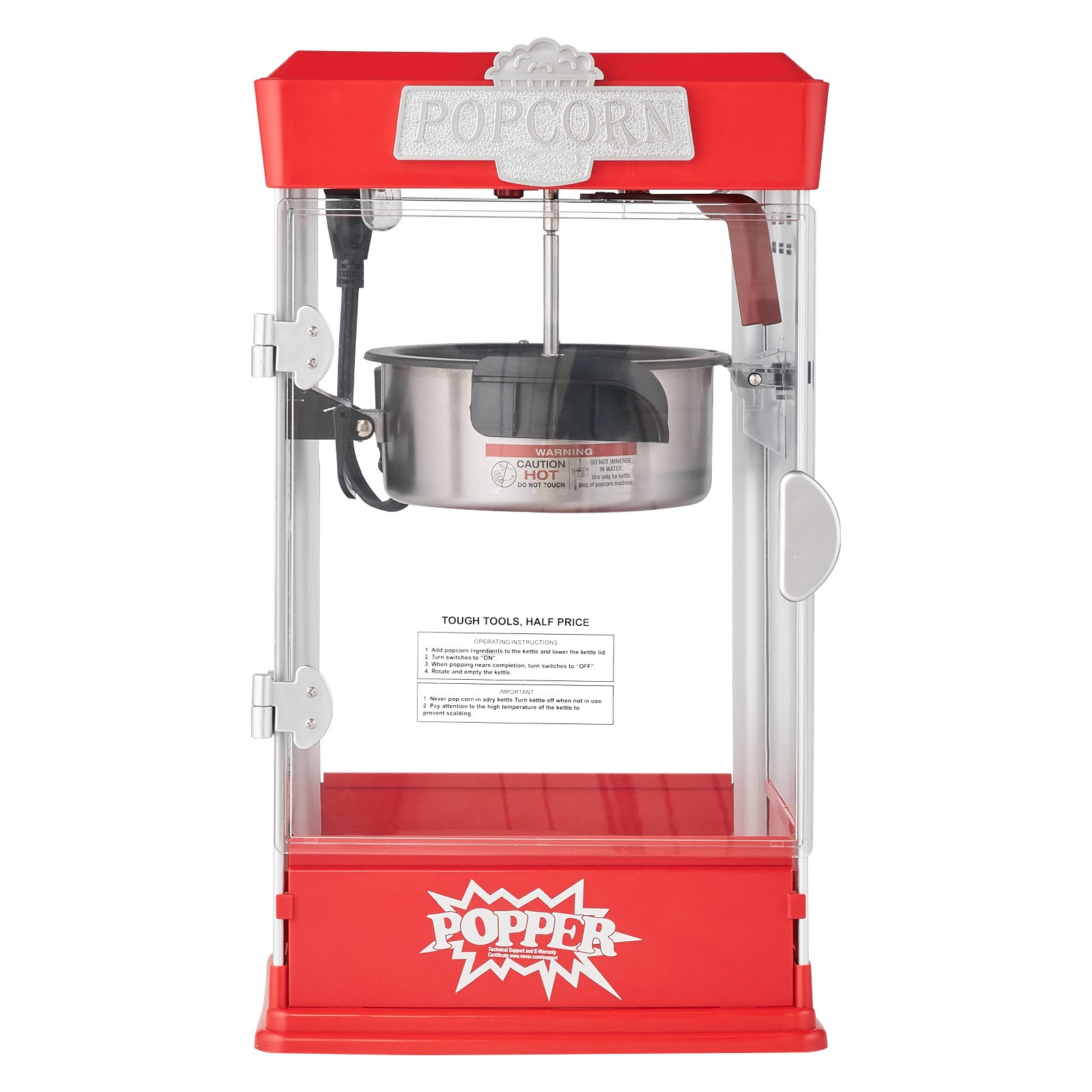 Popcorn Popper Machine Tabletop Popcorn Maker 480W 4 Oz Red