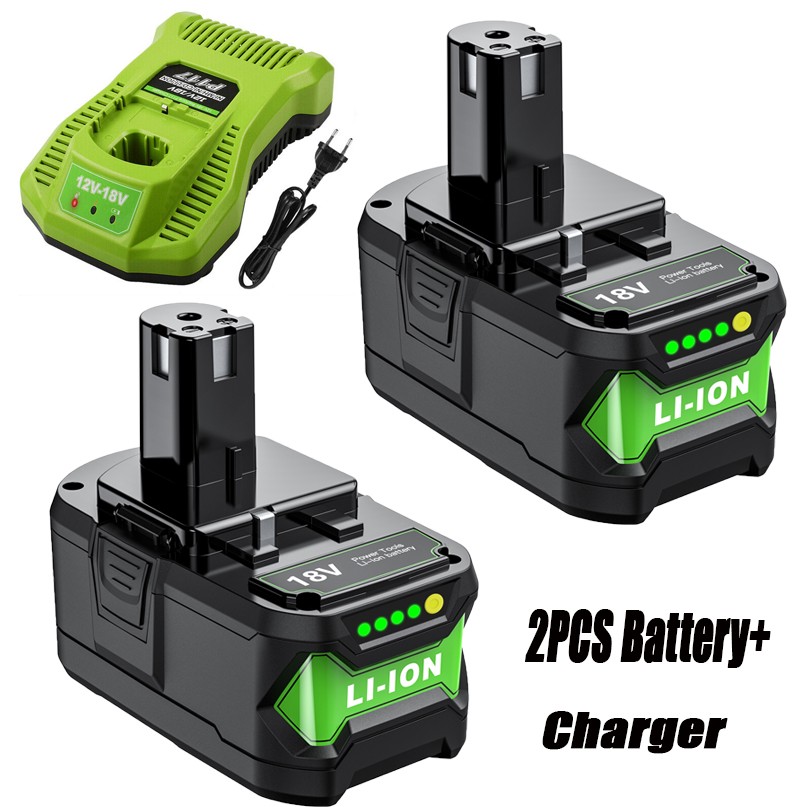 For Ryobi P108 18V One PLUS High Capacity P105 P102 Lithium Battery/P117 Charger