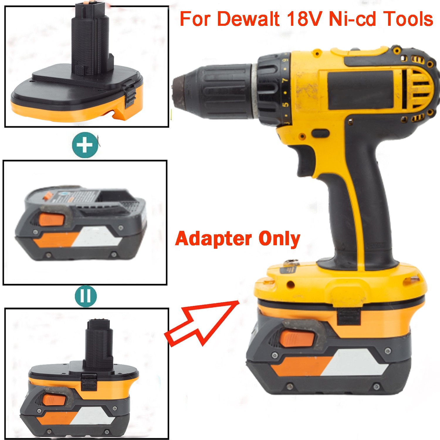 Adapter Convertor For Ridgid 18V Battery to for Dewalt 18V Ni-cd Power Tools New
