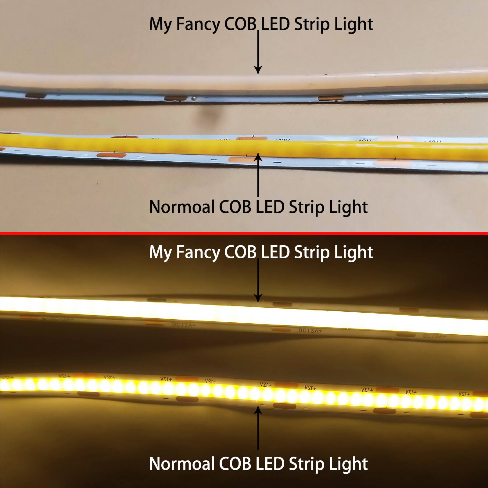 Fancy 12V COB LED Flexible Strip Light Tape Rope IP44 Waterproof Super Bright