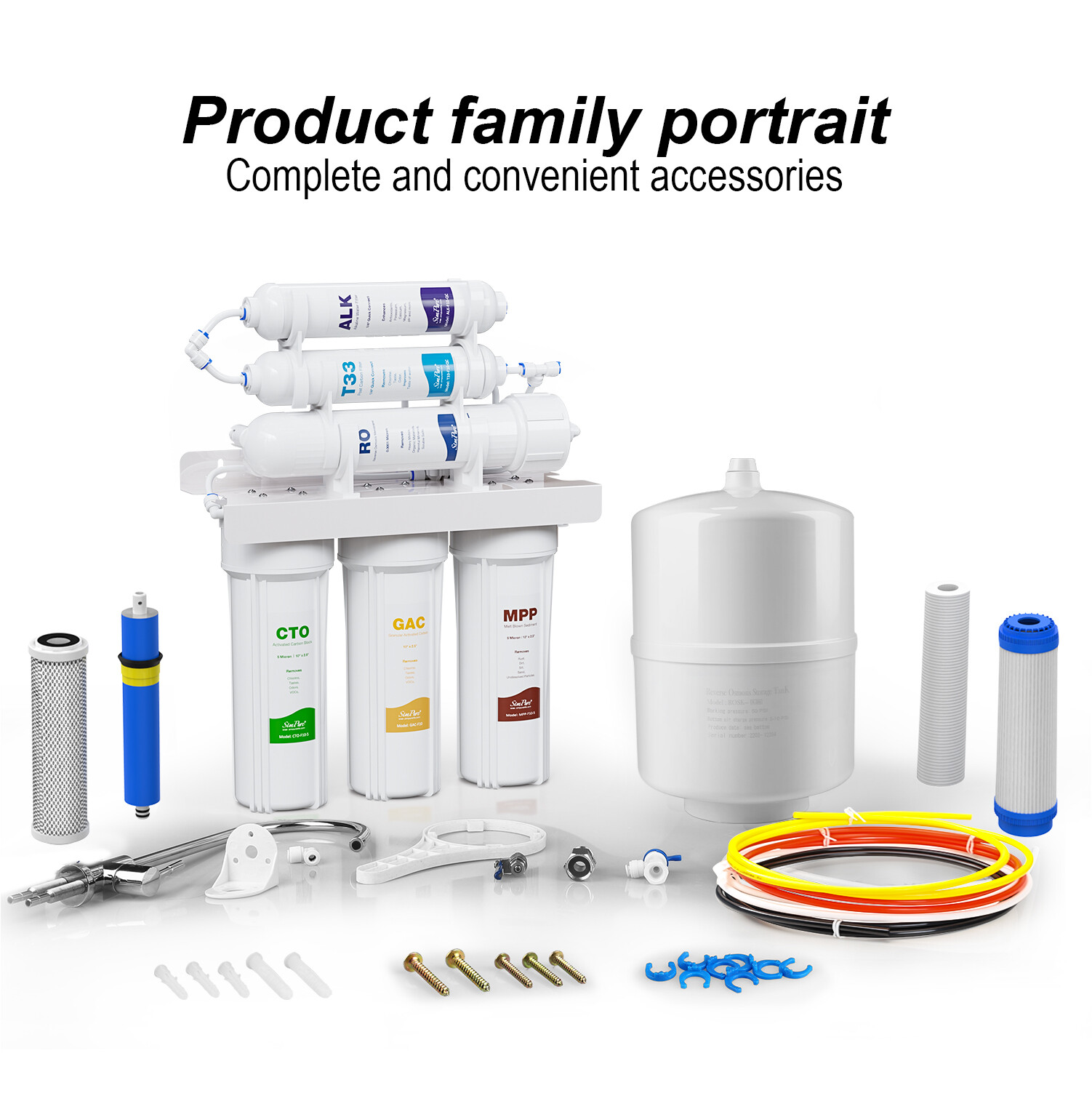 100 GPD 6 Stage Alkaline Reverse Osmosis Drinking Water Filter System Purifier