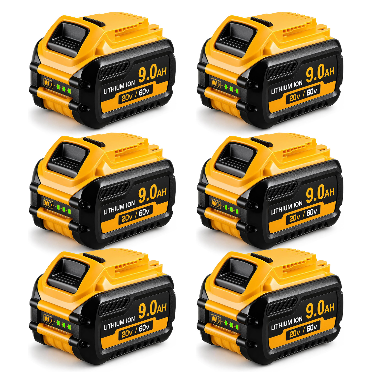 9Ah 6 Pack for DeWalt 20V MAX Tool Battery DCB609 612 606 High Capacity Li-Ion
