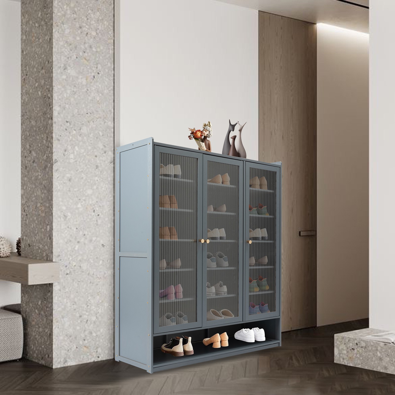 Freestanding Shoe Rack Storage Cabinet Entryway Slippers Organizer Plant Shelf
