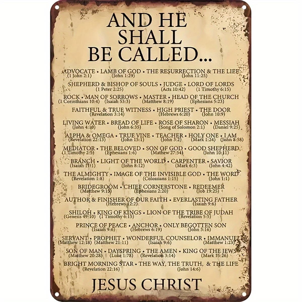 And He Shall Be Called Jesus Christ Metal Tin Sign Religious Home Decoraiton