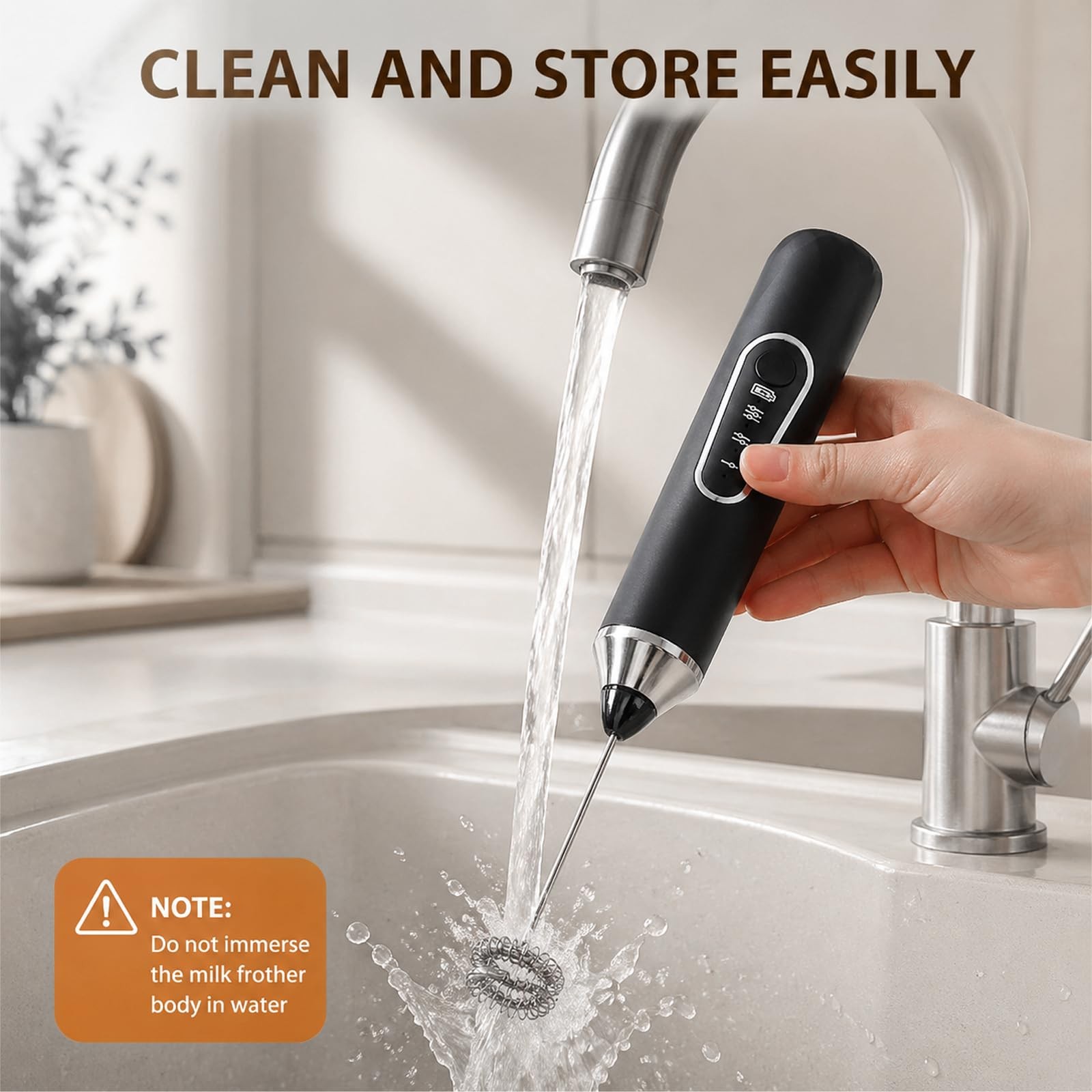 Rechargeable Milk Frother, Coffee Frother Handheld Wande, 30dB Quiet Electric…