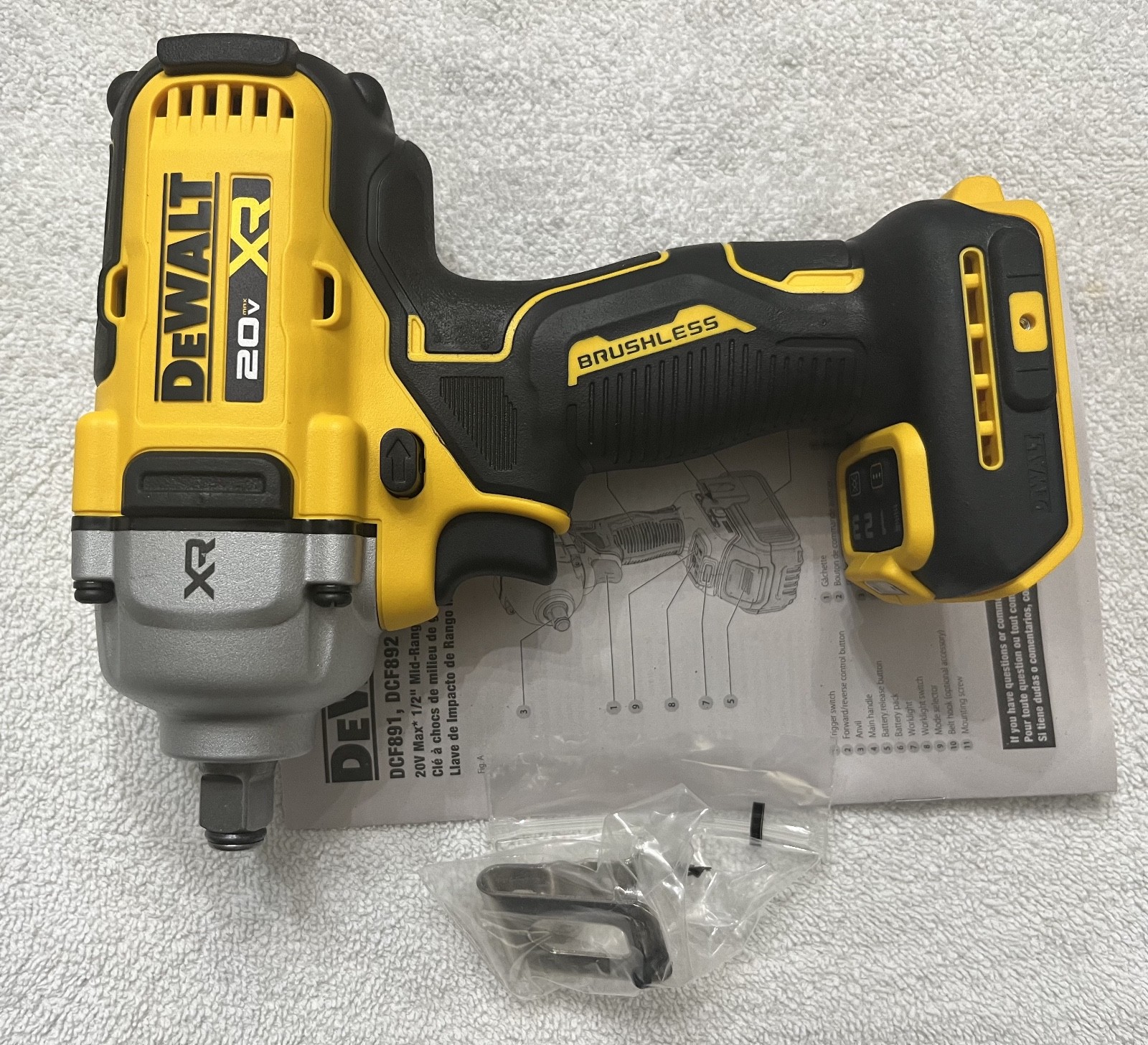 New Dewalt DCF891B 1/2″ 20 Volt 20V Max XR Brushless Mid Range Impact Wrench