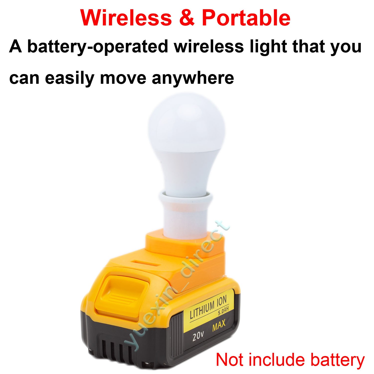 For Dewalt 20v Battery Powered LED Light Bulbs Emergency Backup Rechargeable