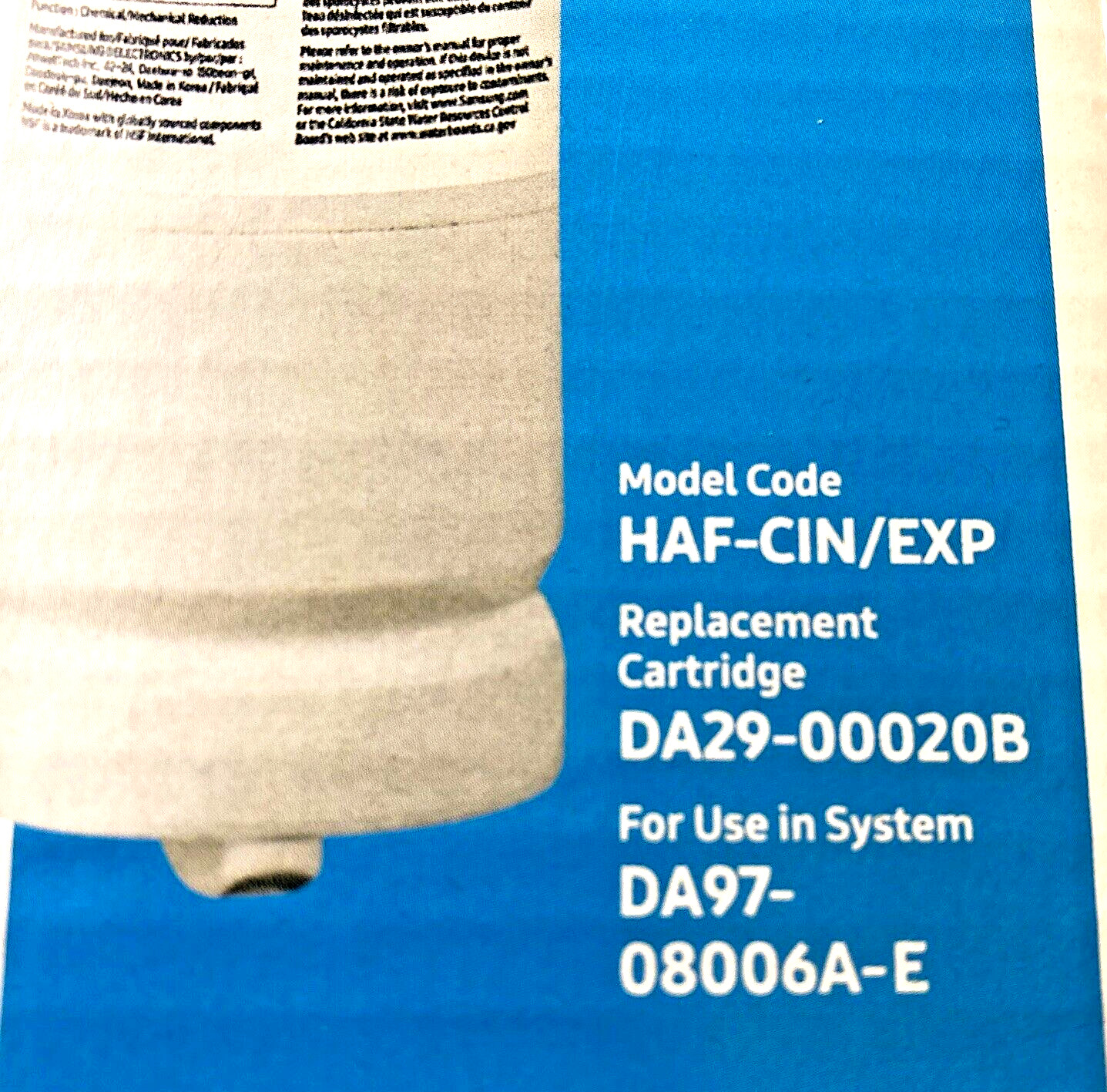 New, 2pc, Samsung Genuine HAF-CIN/EXP DA29-00020B Refrigerator Water Filters OEM
