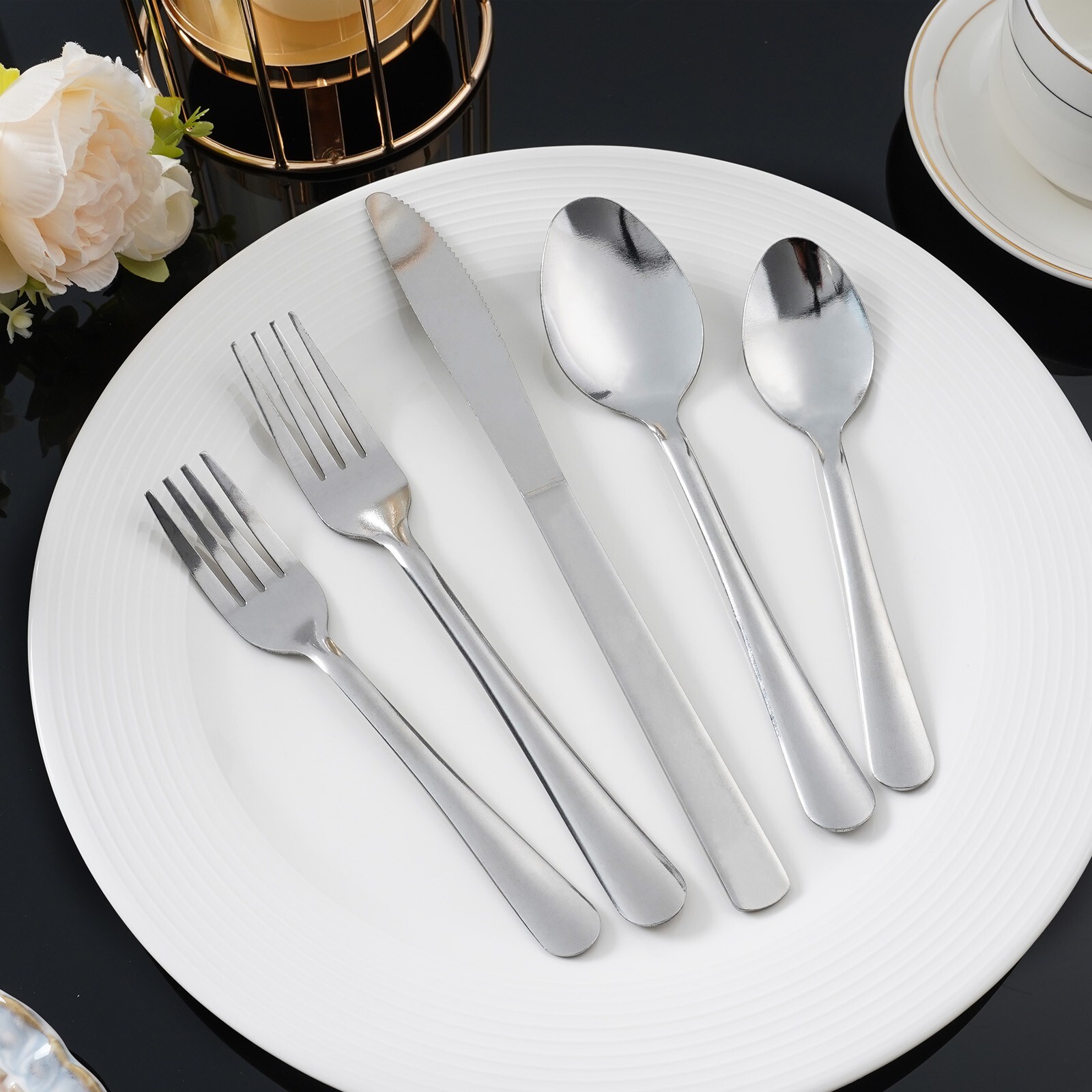 60 Pieces Flatware Set Stainless Steel Silverware Set Service for 12 kitchen