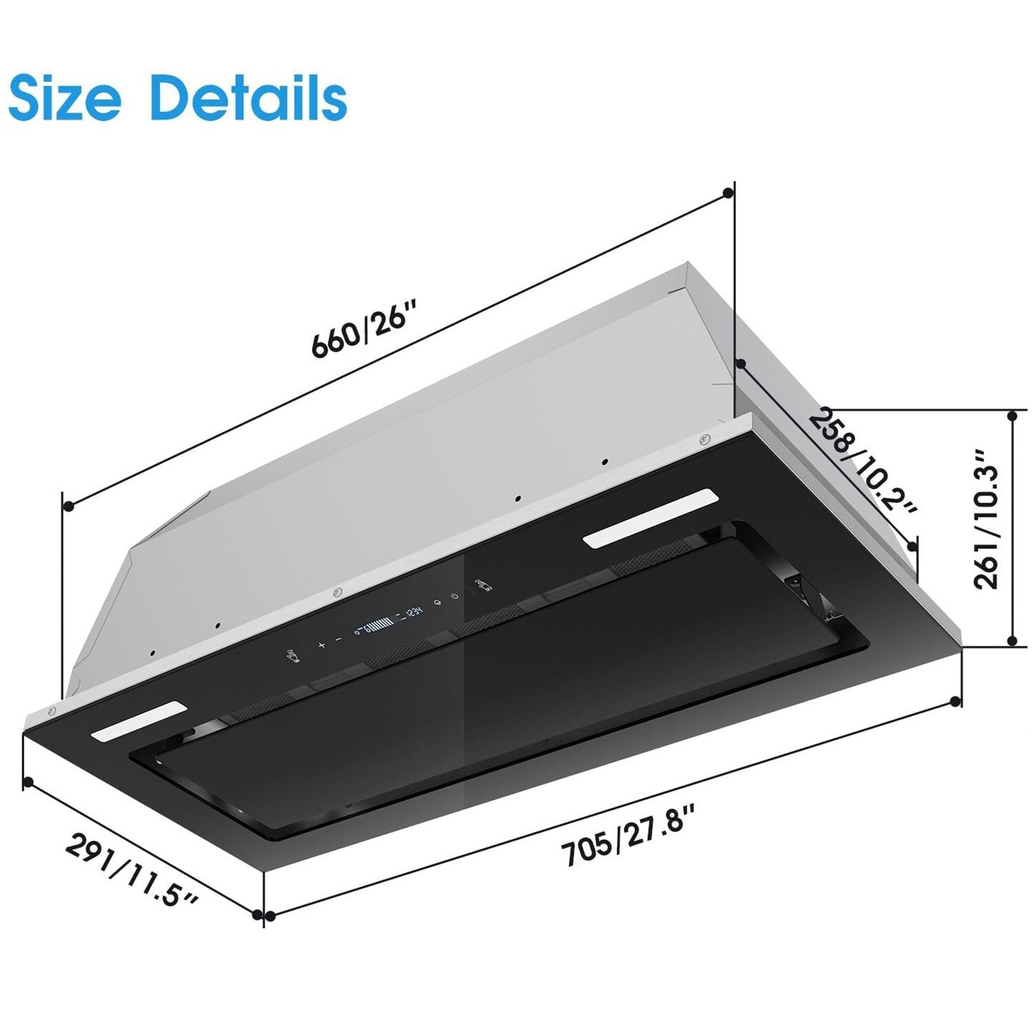 30in Built-In/Insert Range Hood 900CFM Kitchen Stove Vent 9-Speed Touch Control