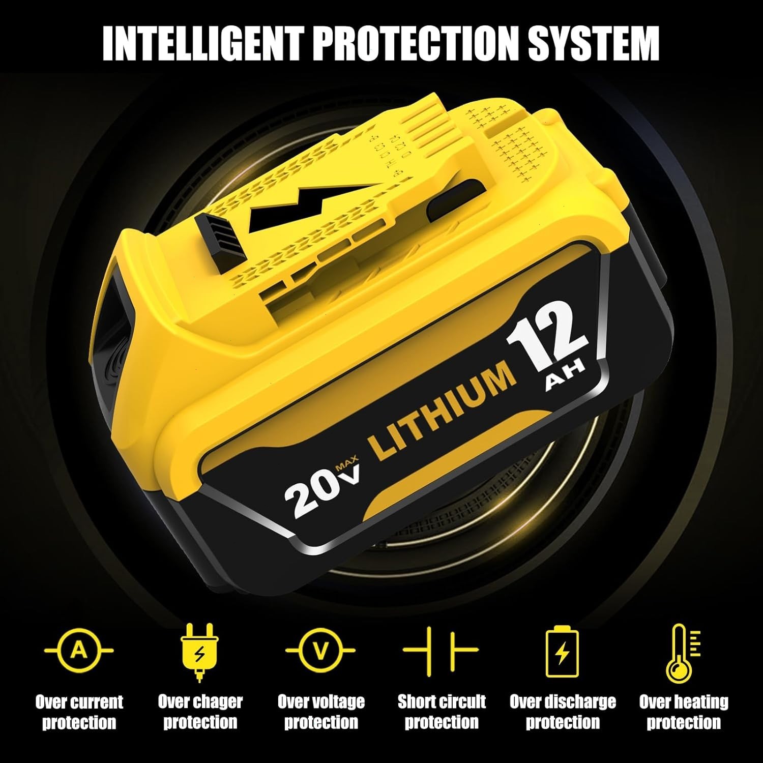 Pack 12.0AH For DeWalt 20V 20 Volt Max XR Lithium Ion Battery DCB206-2 DCB205-2