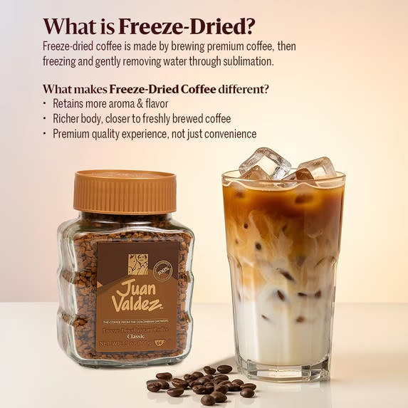 Juan Valdez instant coffee, classic Freeze Dried, 3.52 Oz New.
