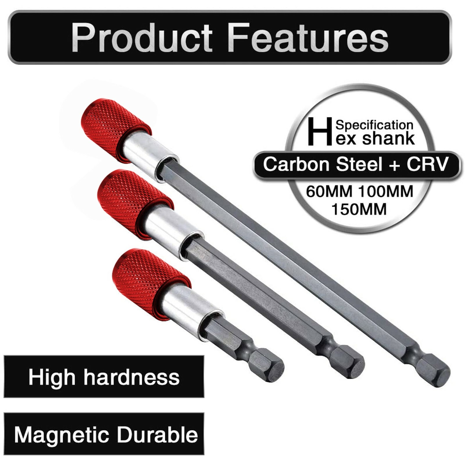 3Pcs Screwdriver EXTENSION Magnetic Quick Release 1/4 Hex Shank Holder Drill Bit