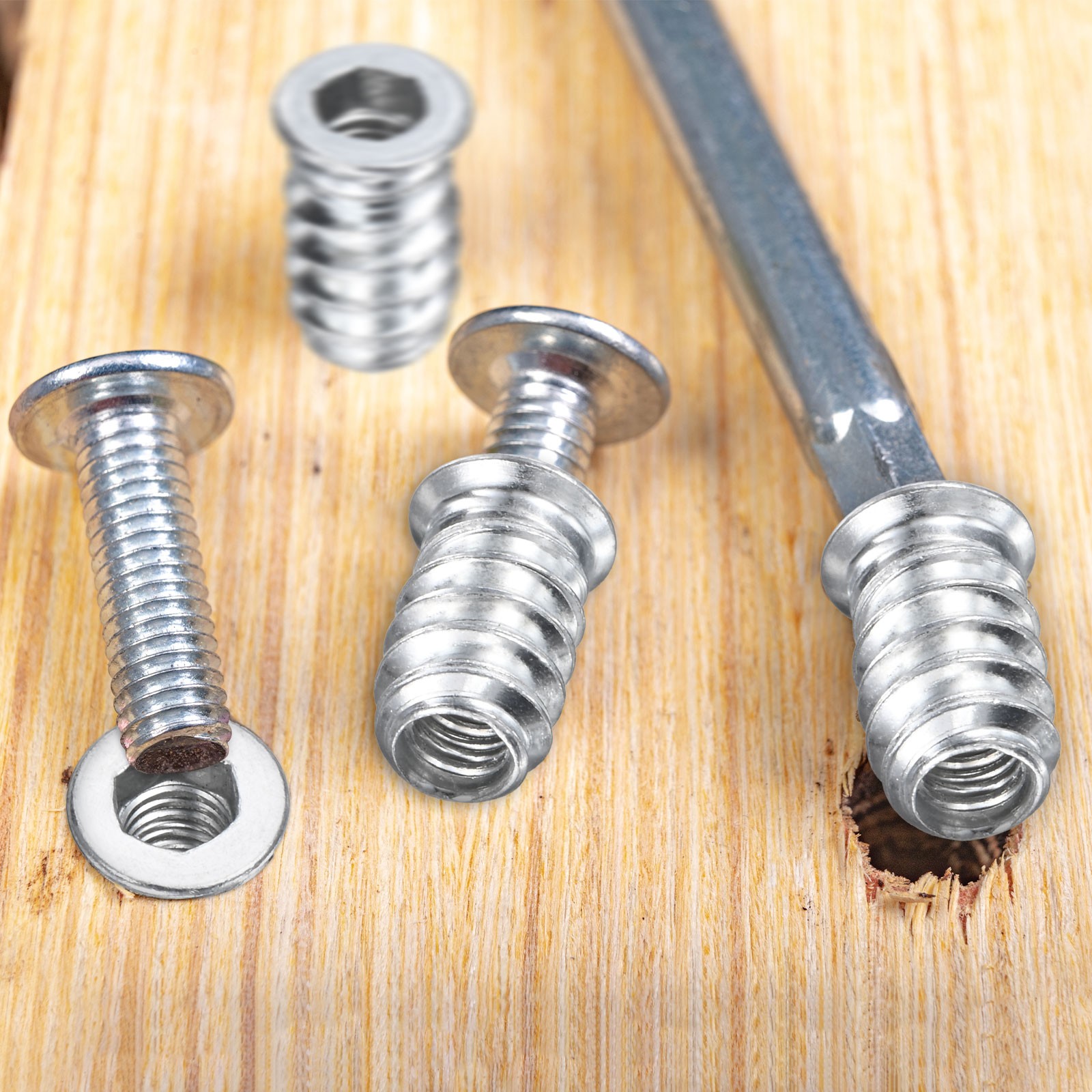 20-Pack Threaded Inserts for Wood, M4x12mm Threaded Insert Nuts [Silver Tone]