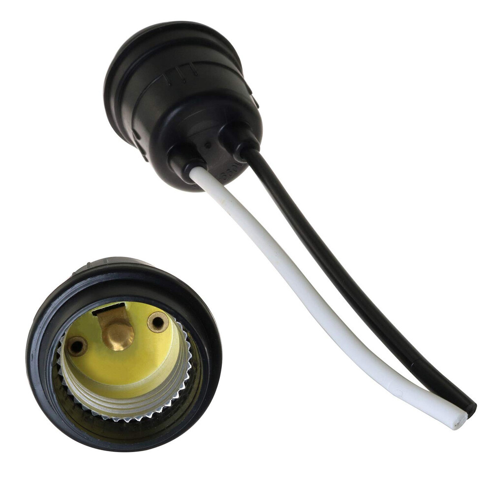 12PCS Lamp Base Waterproof Black Pigtail Lamp Holder Socket 250V 6A 12 E27