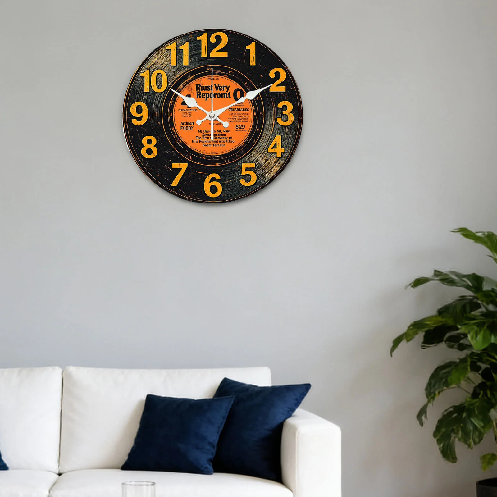 Vinyl Record Pattern Wooden Silent Wall Clock No Battery Holiday Home Decors