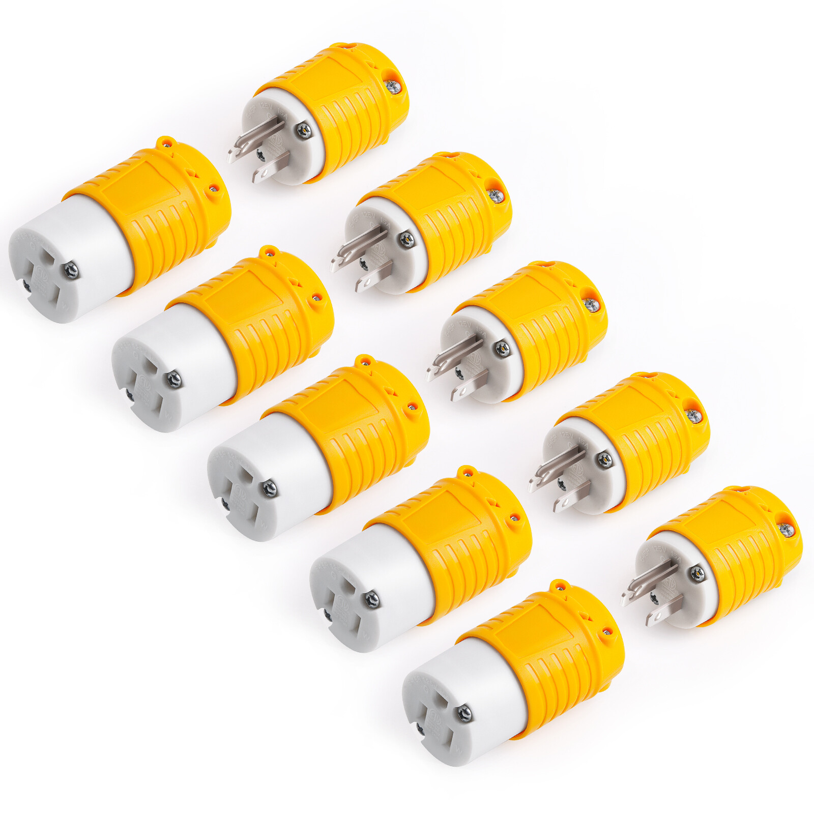 Extension Cord Ends Male and Female, 15 Amp 125 Volt Heavy Duty Replacement Plug